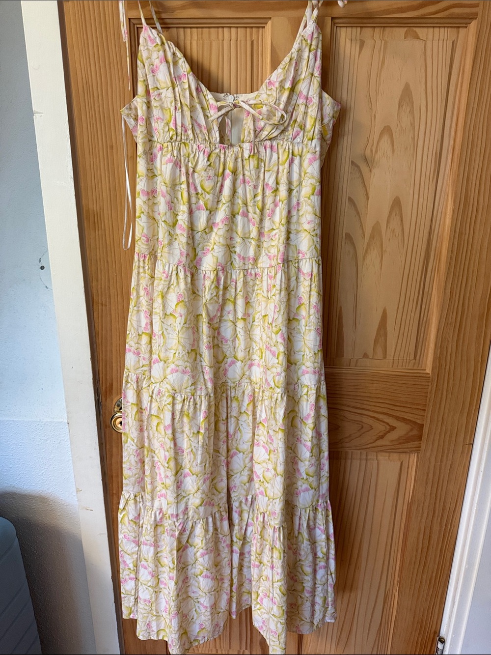 Astr Floral Midi Dress in White, Pink, and Yellow